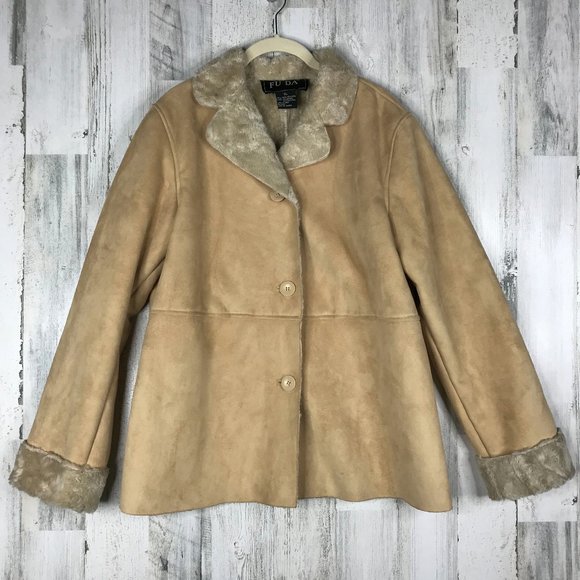 FU DA Jackets & Blazers - FU DA microsuede faux fur lined teddy coat
